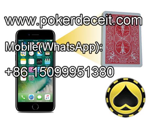 Cell phone poker camera lens for non-marked cards